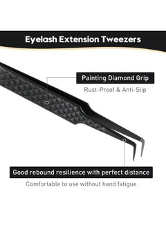 Ms.Queen S.Queen Lash Tweezers For Eyelash Extensions Diamond Grip 90 Degree Fiber Tip Volume Lash Extension Tweezers Black  - Image 5
