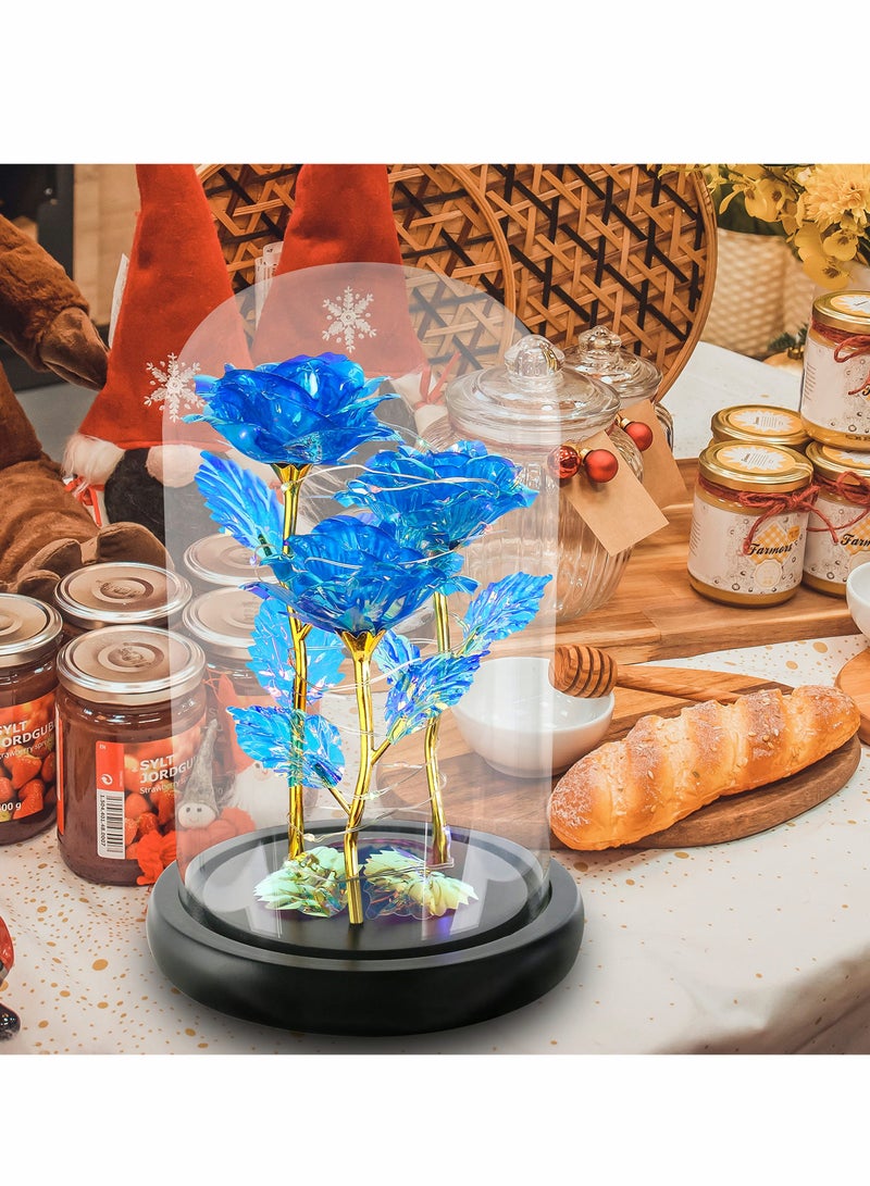 Barakah Rose Gifts for Women, 3 Blue Colorful Artificial Flower Her Women Birthday Gift Mom, Light Up Rose, Her, Valentines, Anniversary - Image 4