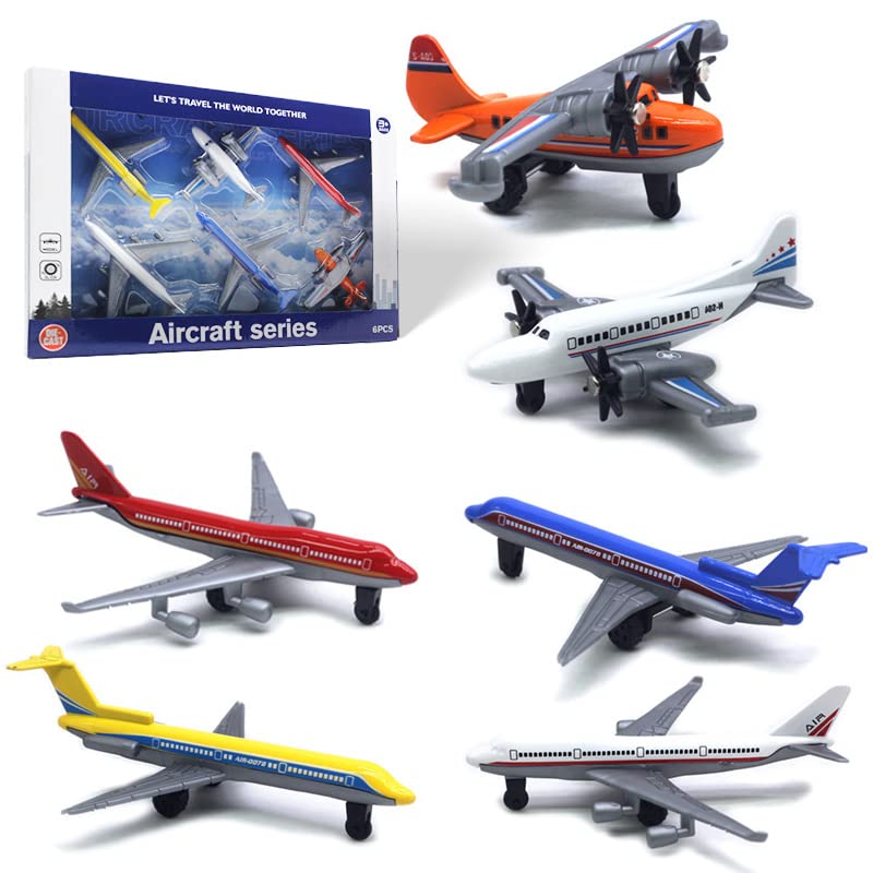 Crelloci Toy Airplane 6 Pack Mini Diecast Aircraft Playset Includes Glider and Airlines Planes for Birthday Party Favor Toys for Kids Boys and Girls - Image 1