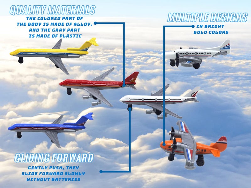 Crelloci Toy Airplane 6 Pack Mini Diecast Aircraft Playset Includes Glider and Airlines Planes for Birthday Party Favor Toys for Kids Boys and Girls - Image 5