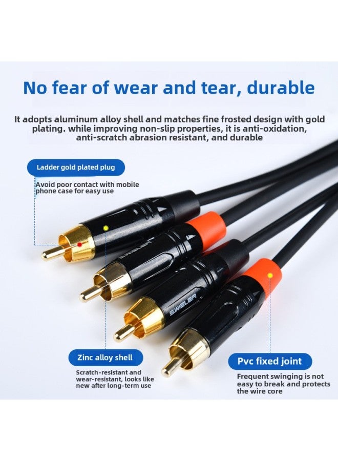 Direct Zinc Alloy RCA2 Points 2 Double Lotus To Double Lotus Two To Two Computer Speaker Connection Copper Gold Plated-Color:S314x Double Lotus To Double Lotus 2rca-Length:3m  - Image 3