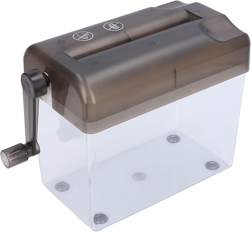Grey Manual Hand Crank Paper Shredder Portable Mini A6 Size With 1 5L Basket - Image 1