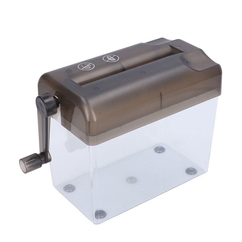 Grey Manual Hand Crank Paper Shredder Portable Mini A6 Size With 1 5L Basket - Image 2