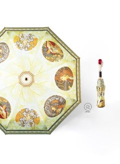 Light Luxury Palace Retro Three Fold Hand Open Parasol Shaped Handle Gemstone