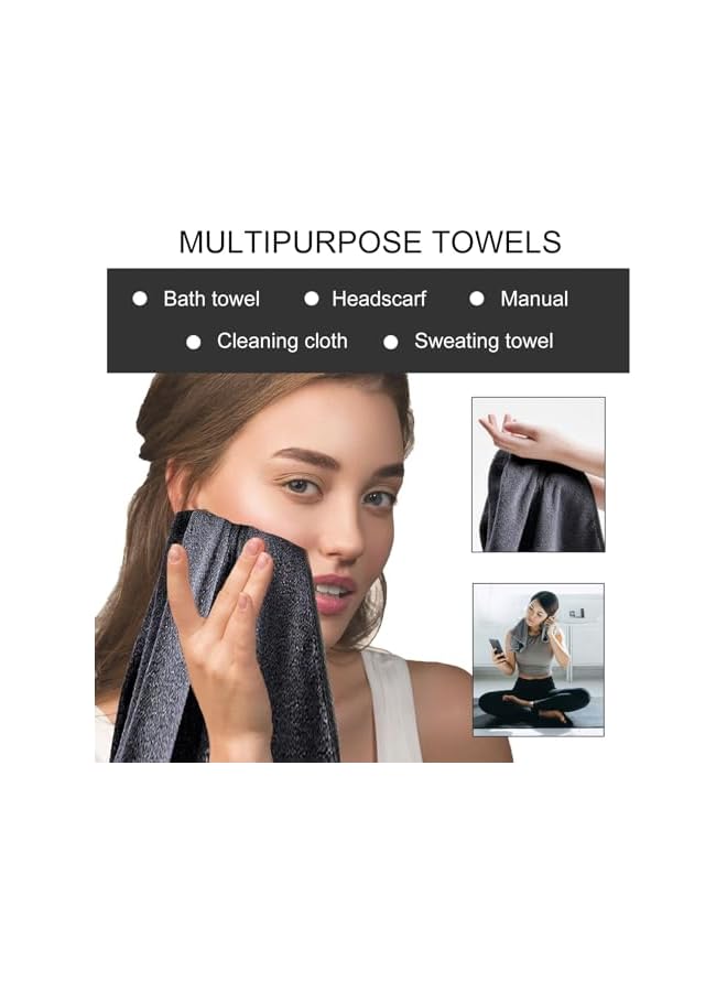 The Bros منشفة استحمام لامعة 3 قطع، منشفة استحمام ميكروفايبر فائقة الامتصاص، مناشف حمام سوداء لإزالة الماء في الحمام، السيارة، تنظيف المكتب المنزلي - Image 5