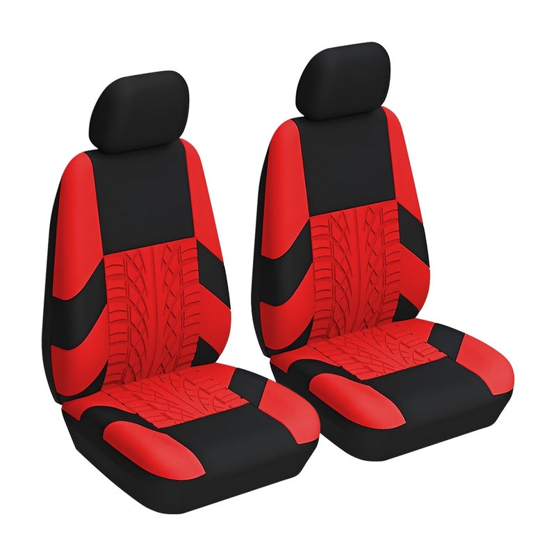 BESULEN Front Car Seat Covers, 2 Pcs Polyester Bucket Seat Protectors, Soft and Breathable, Premium Sporty Automotive Seat Cushions, Universal Auto Interior Accessories (Red) - Image 1