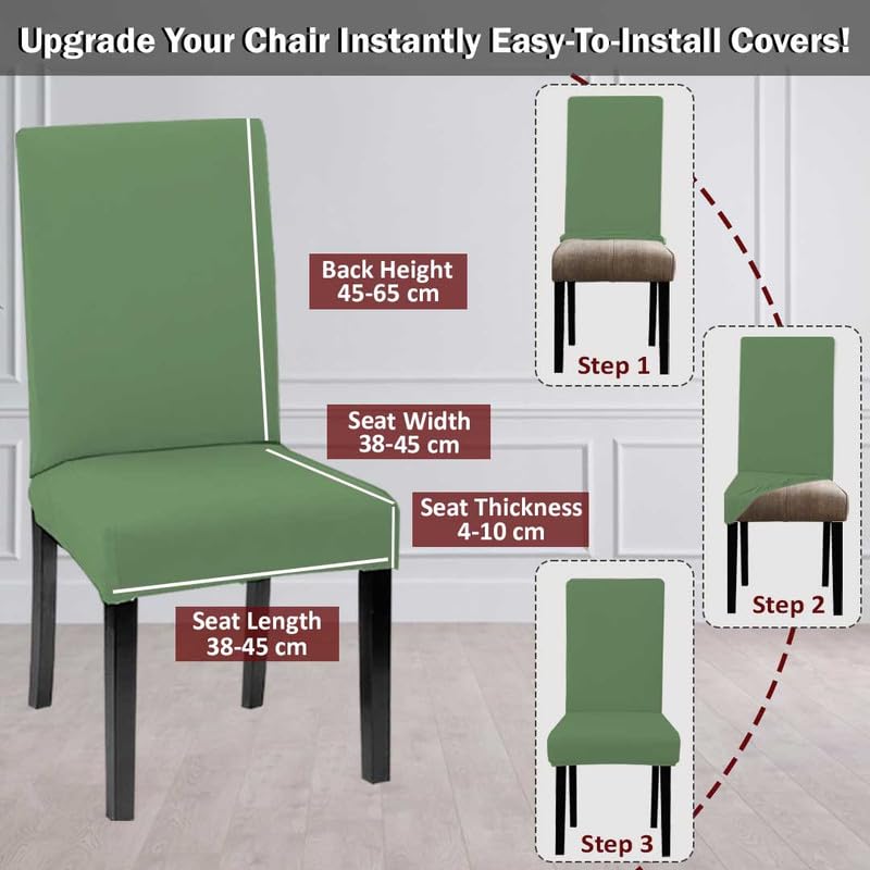 HOTKEI Pack of 2 Pista Elastic Stretchable Dining Table Chair Cover Seat Cover Protector Slipcover for Dining Table Chair Covers Stretchable 1 Piece Set of 2 Seater - Image 3