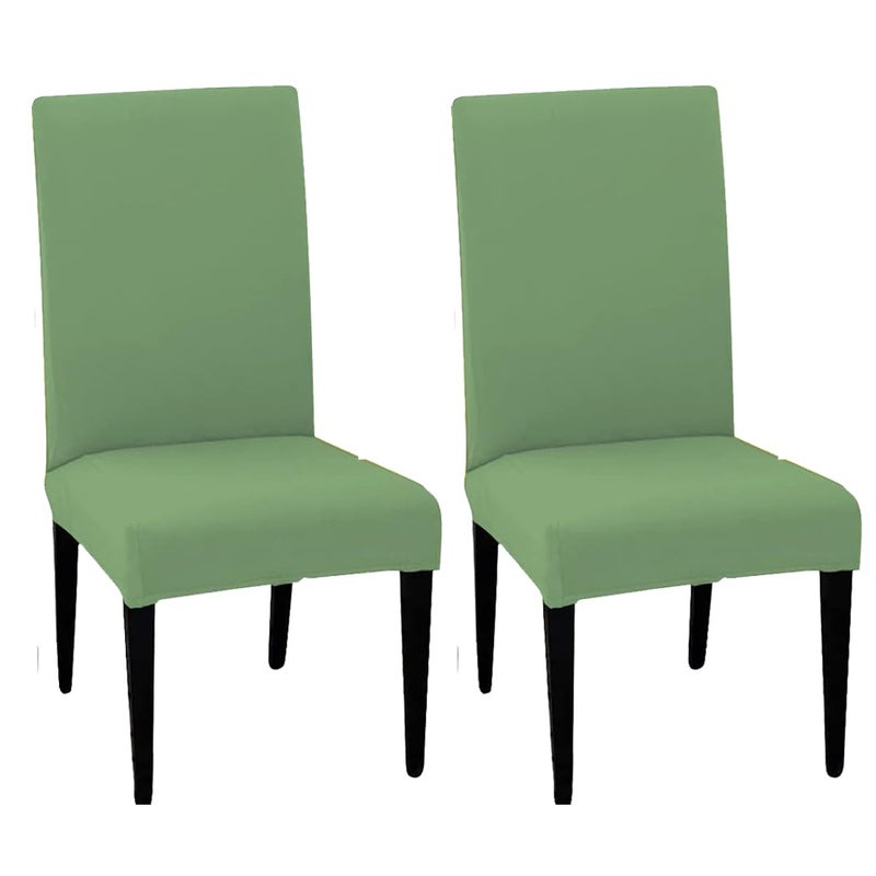 HOTKEI Pack of 2 Pista Elastic Stretchable Dining Table Chair Cover Seat Cover Protector Slipcover for Dining Table Chair Covers Stretchable 1 Piece Set of 2 Seater - Image 1