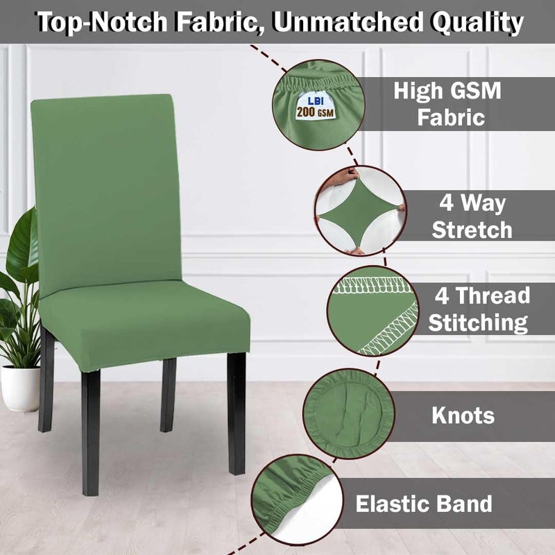 HOTKEI Pack of 2 Pista Elastic Stretchable Dining Table Chair Cover Seat Cover Protector Slipcover for Dining Table Chair Covers Stretchable 1 Piece Set of 2 Seater - Image 4