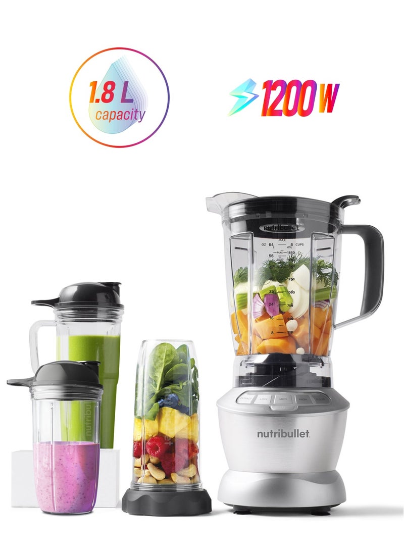 nutribullet 9-Piece Full Size Multi-Function Blender + Combo Set 1.8 L 1200 W NBC-1110A Silver/Black/Clear - Image 1