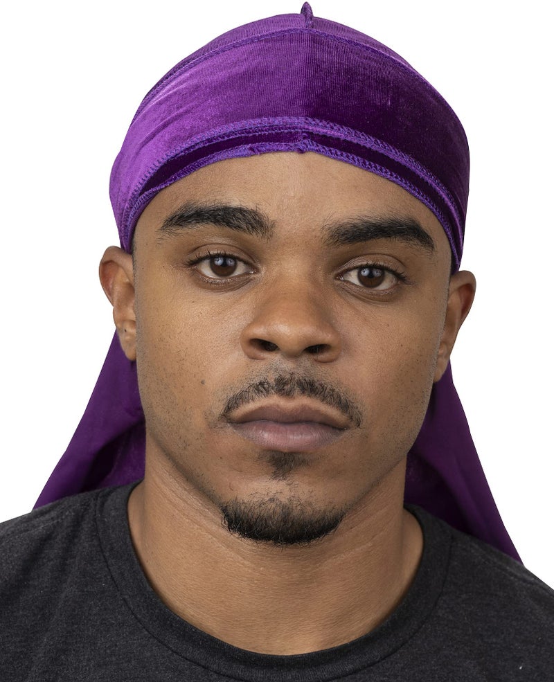 Veeta Superior Velvet Durag - Soft Velvet Durags for Men & Women, Long Double Wide Straps, Silky Durag Liner, Triple Stitched - Image 4