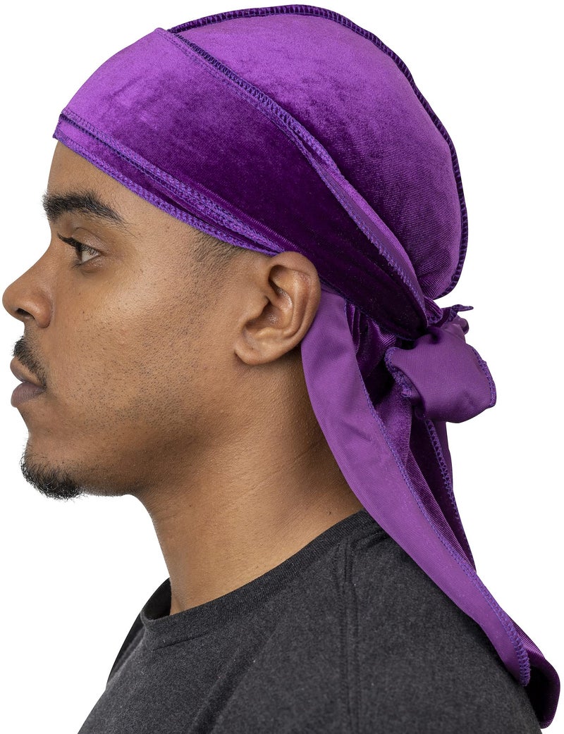 Veeta Superior Velvet Durag - Soft Velvet Durags for Men & Women, Long Double Wide Straps, Silky Durag Liner, Triple Stitched - Image 1