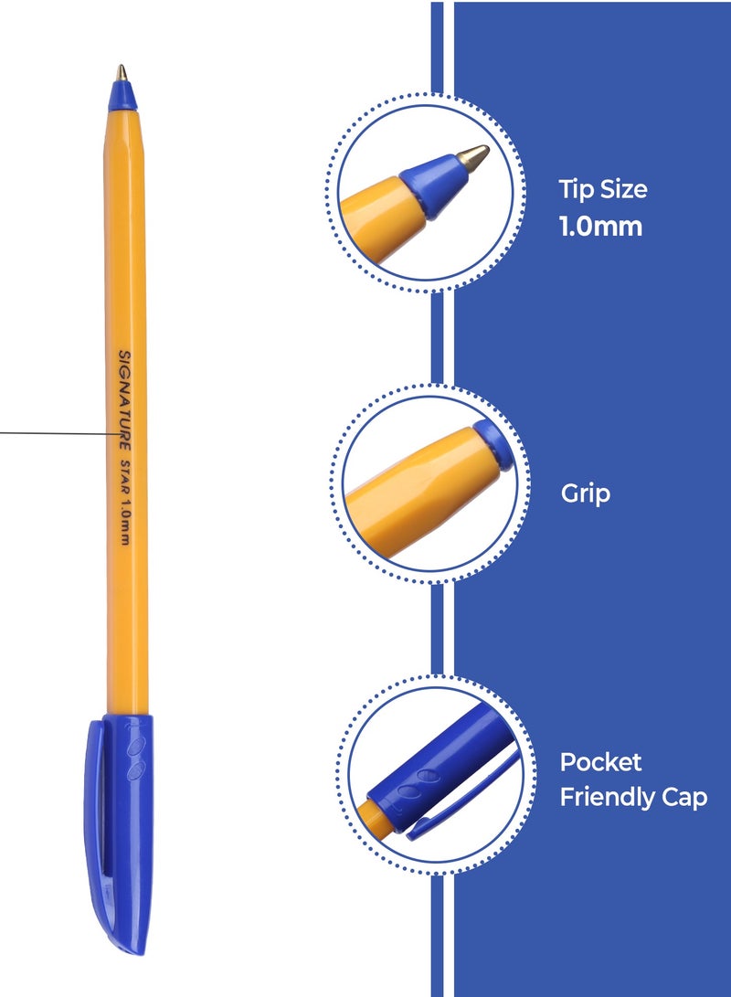 Signature Star Bold Ballpoint Pen, 50-Pack Box - Blue, Black, and Red Ink - Image 2