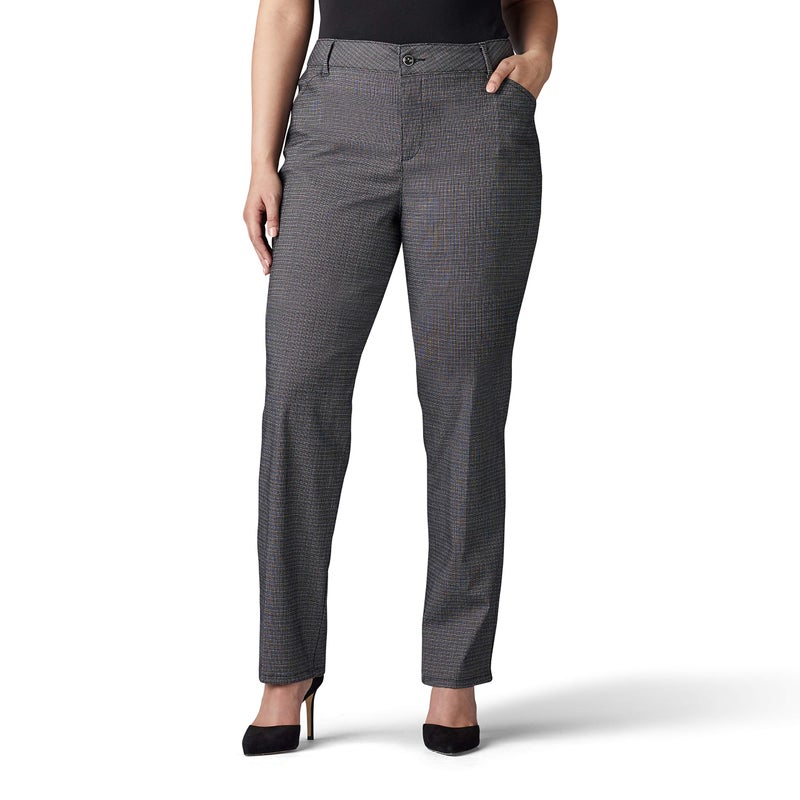 LEE Women's Plus Size Relaxed Fit All Day Straight Leg Pant, Black/White Rockhill Plaid, 20 - Image 2