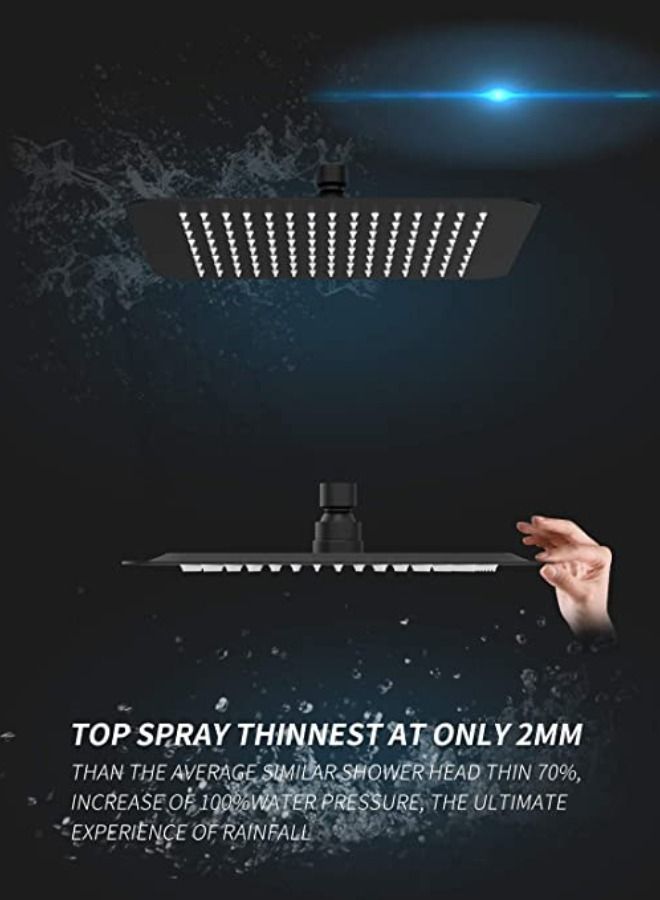 OR Stainless Steel 304 Rainfall Shower Head Silver 300MM- BLACK - Image 2
