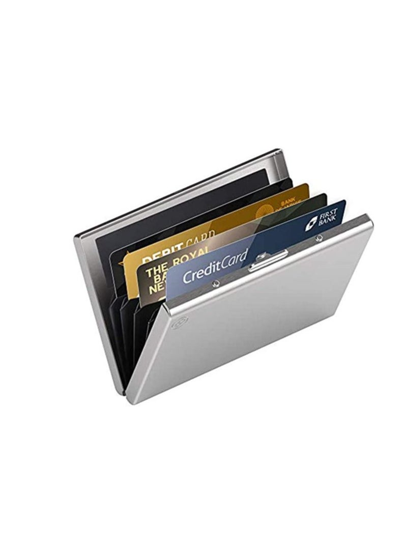 Captaintech Credit Card Holder Wallet Metal Protector RFID Blocking Bank Card Wallet Business Card Holder Case for Ladies Women Men Stainless Steel - Image 1