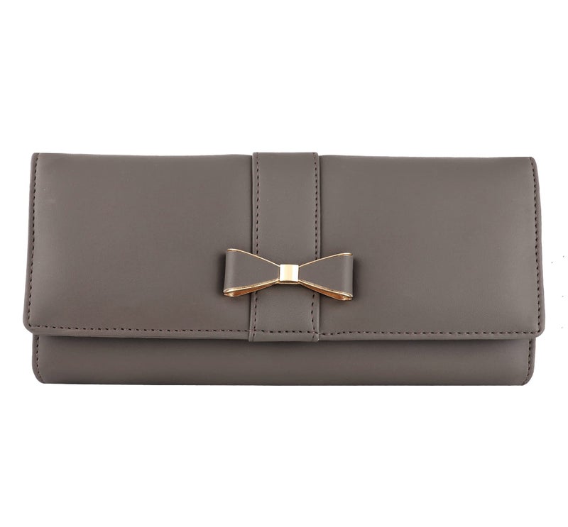 ALSU Women's Grey Faux Leather Clutch Wallet | Phone & Card Pocket | Zipper Coin Pocket | 6 Card Slots | 3 Main Compartments | Spacious & Organized | Perfect for Daily, Office & Casual Use - Image 1