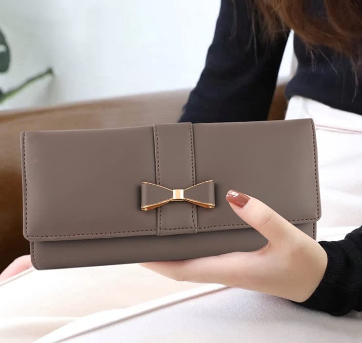 ALSU Women's Grey Faux Leather Clutch Wallet | Phone & Card Pocket | Zipper Coin Pocket | 6 Card Slots | 3 Main Compartments | Spacious & Organized | Perfect for Daily, Office & Casual Use - Image 3