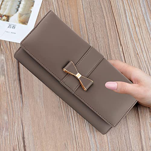 ALSU Women's Grey Faux Leather Clutch Wallet | Phone & Card Pocket | Zipper Coin Pocket | 6 Card Slots | 3 Main Compartments | Spacious & Organized | Perfect for Daily, Office & Casual Use - Image 2