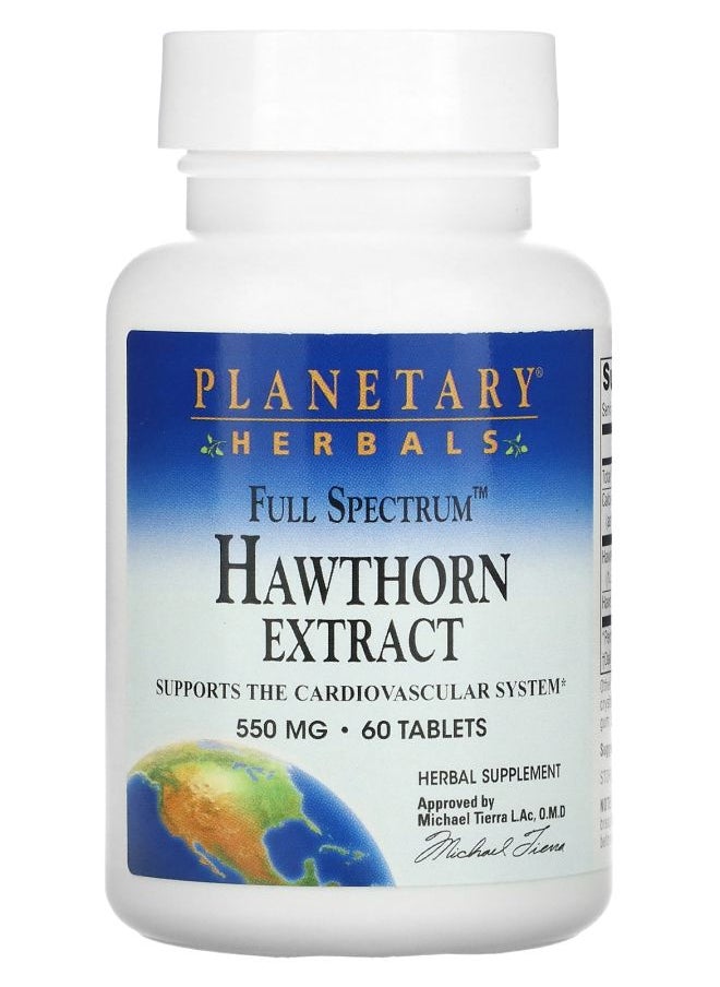 PLANETARY HERBALS Full Spectrum™ Hawthorn Extract 550 mg 60 Tablets 