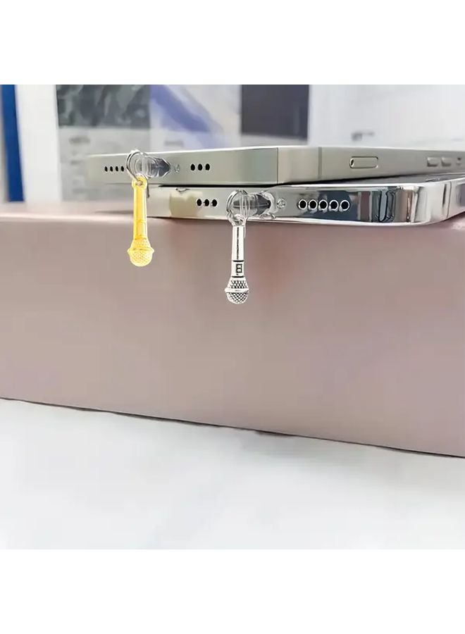 Golden Silvery 2PCS Mini Microphone Dust Plug For Iphone 5 14 Type C Charging Port - Image 4