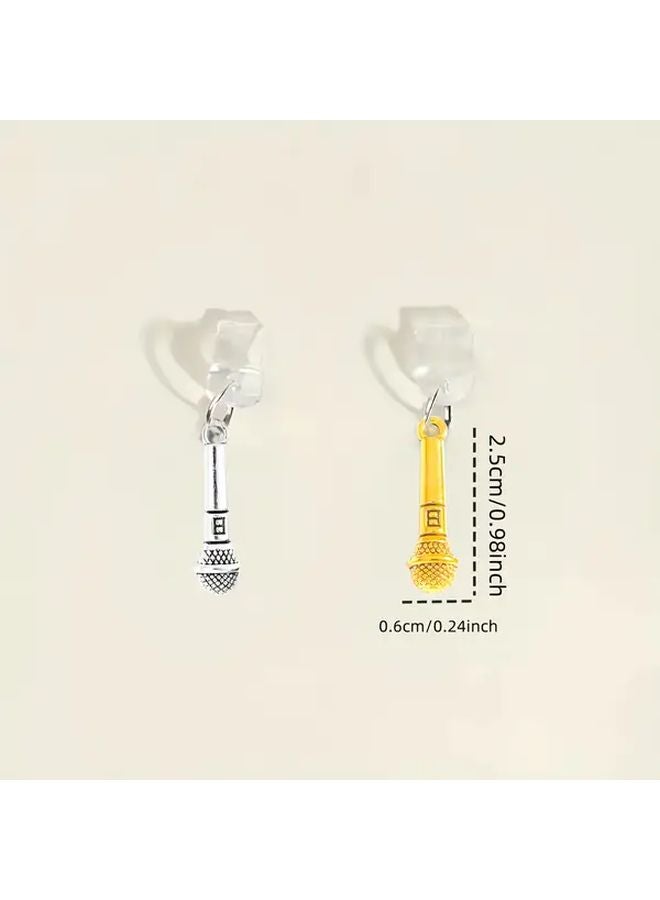 Golden Silvery 2PCS Mini Microphone Dust Plug For Iphone 5 14 Type C Charging Port - Image 3