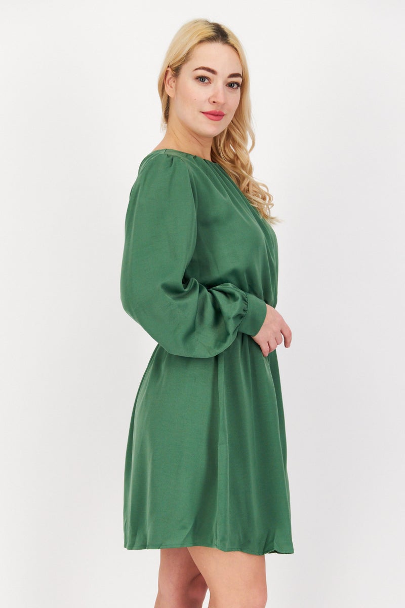 Lost + Wander فستان ميني بسيط بتفاصيل ظهر مقطوعة للنساء، أخضر - Image 4