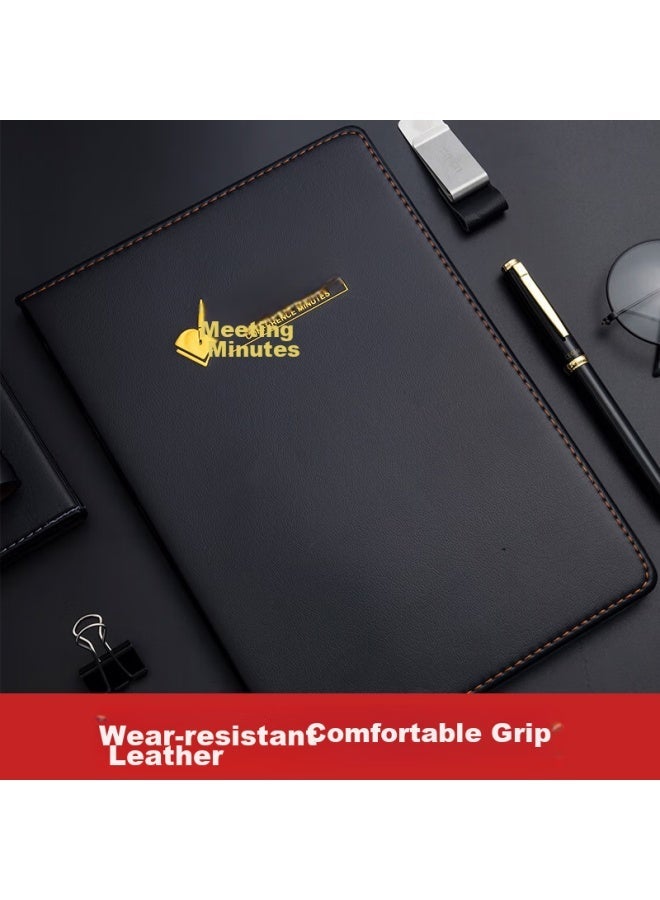 M.G B5 18K 80-Sheet Black Leather Office Notebook - Meeting Record Diary Business  Journal - Image 5