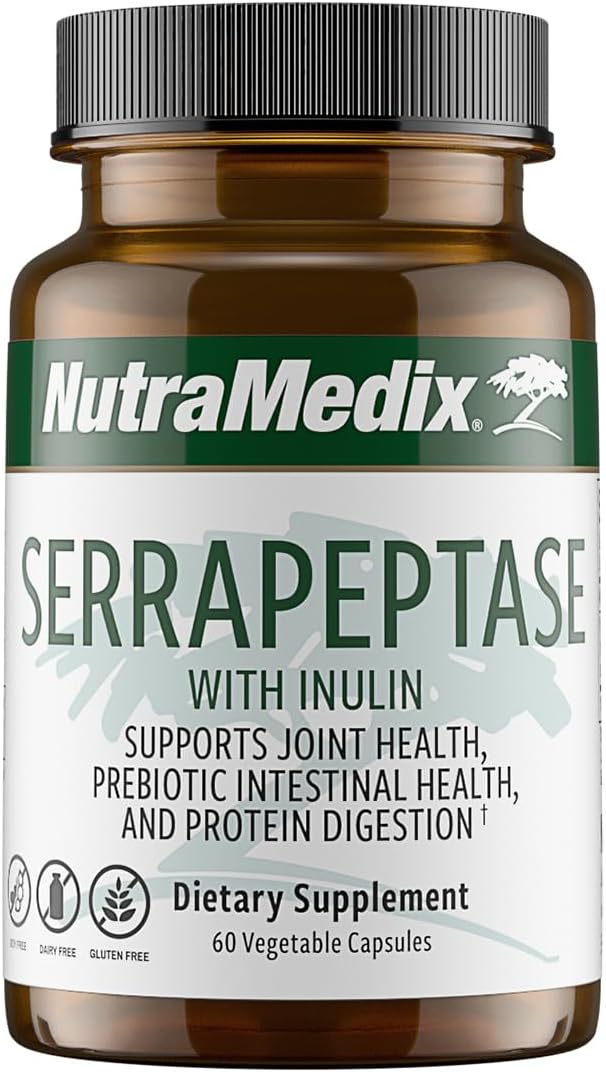 Nutramedix مكمل نوترا ميدكس سيراببتاز إنزيمات بروتوليتك للهضم إنولين مصمم لدعم صحة الجهاز الهضمي خالي من الجلوتين وفول الصويا ومنتجات الألبان 60 كبسولة - Image 1