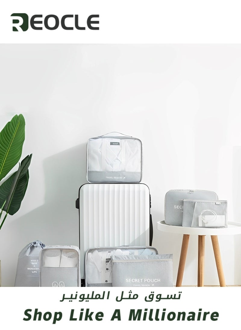 REOCLE - 7 Set Packing Cubes for Travel Lightweight Luggage Organizer Packing Organizers Travel Foldable Luggage Organizers Storage Bag - Image 1