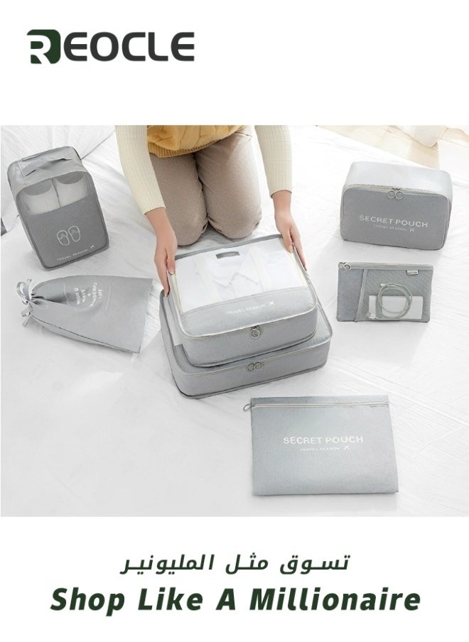REOCLE - 7 Set Packing Cubes for Travel Lightweight Luggage Organizer Packing Organizers Travel Foldable Luggage Organizers Storage Bag - Image 1