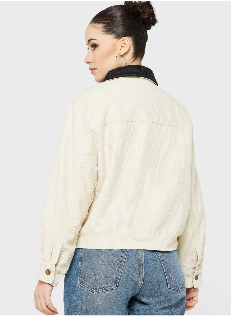 Ginger Utility Style Jacket With Contrast Collar