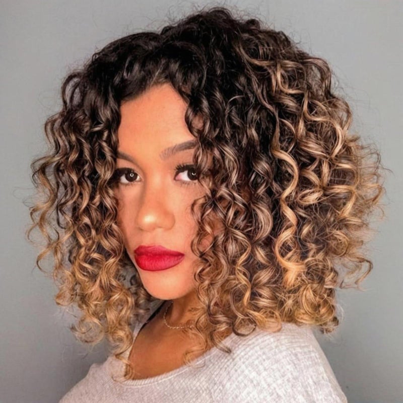 Leeven 10 Inch Gogo Curl Crochet Hair 8 Packs Ombre Brown to Honey Blonde Ocean Wave Crochet Hair Pre Looped Deep Twist Goddess Box Braids Short Curly Water Wave Synthetic Hair for Women Girl Kids - Image 2