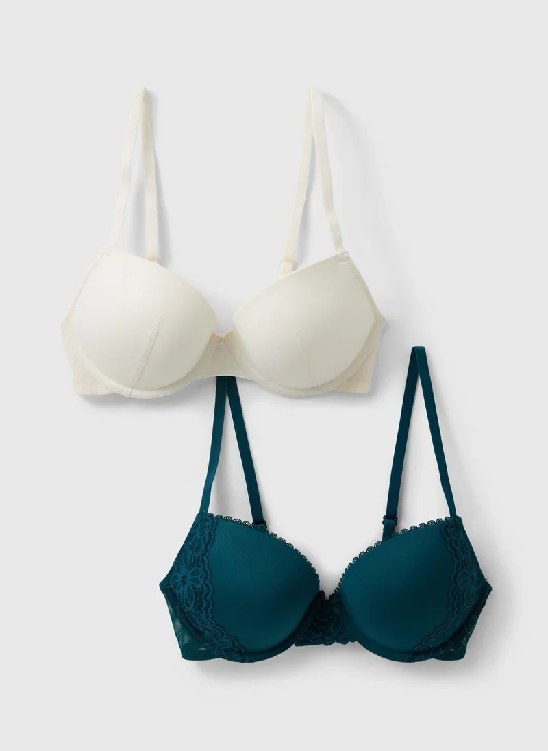 Matalan 2 Pack Teal Plunge Bra