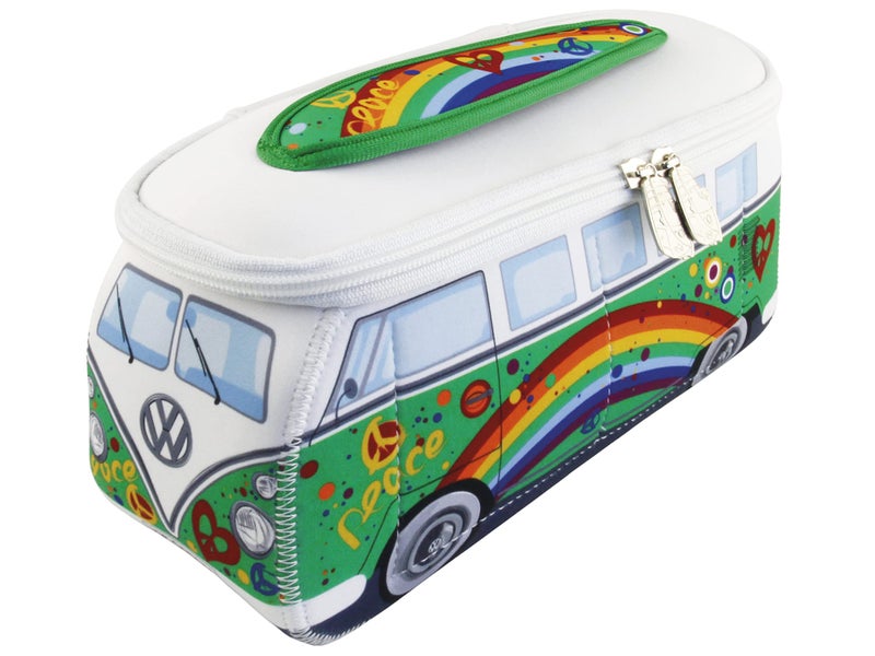 BRISA VW Collection  Volkswagen Neoprene Universal Makeup Cosmetics Toiletry Travel Pharmacy Bag in T1 Bus Design PeaceGreen Large 118 x 55 x 47 inches