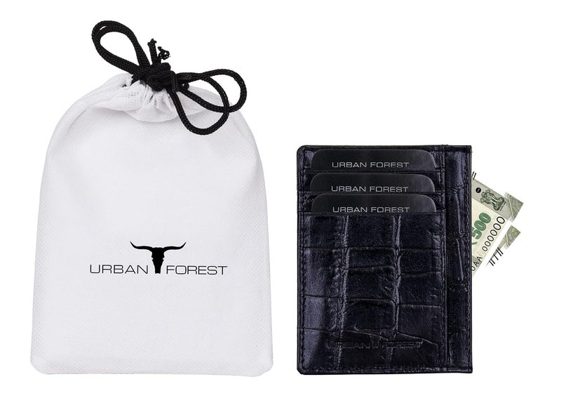 URBANFOREST Printed Black Chris Leather Card Holder Wallet for Men - Image 3