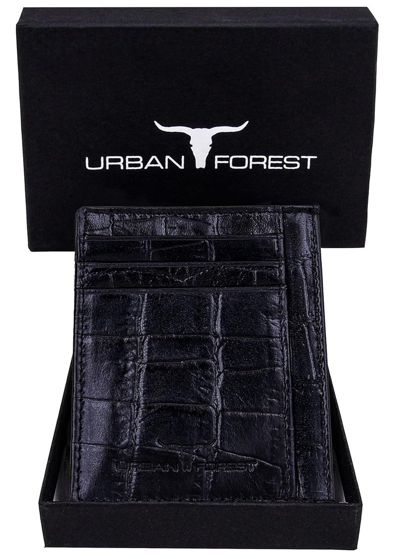 URBANFOREST Printed Black Chris Leather Card Holder Wallet for Men - Image 2