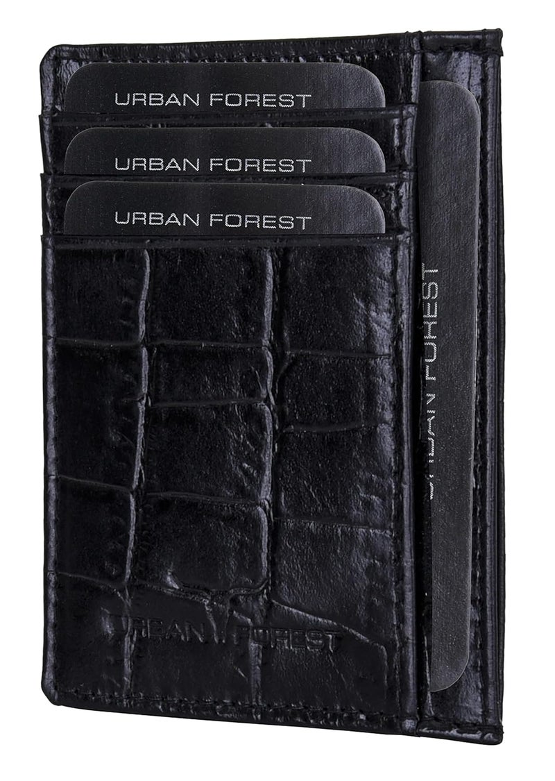 URBANFOREST Printed Black Chris Leather Card Holder Wallet for Men - Image 1