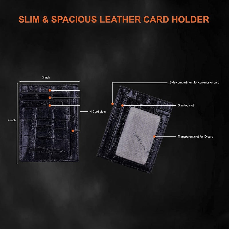 URBANFOREST Printed Black Chris Leather Card Holder Wallet for Men - Image 5