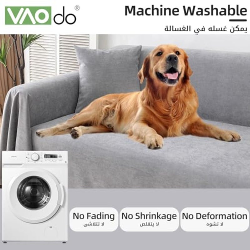 180 * 230cm Waterproof Sofa Cover, Edged Couch Cover, 3 Seat Cushion Couch Durable Couch Protector, for Sectional Sofa Pet Cat Dog Home Decor, Gray - Image 4