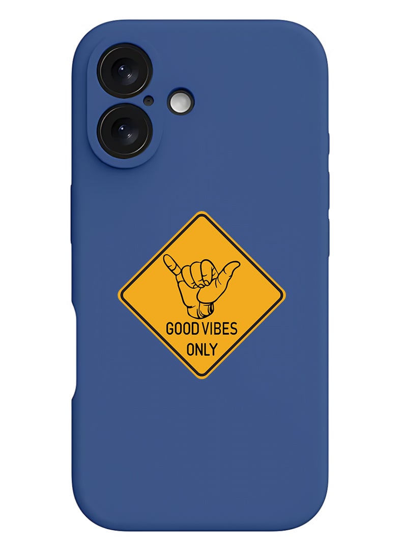 Theodor Protective Slim Fit Case Liquid Silicone Cover with Full Body Protection Anti-Scratch Shockproof Case For Apple iPhone 17 (Blue) Good Vibes - Image 1