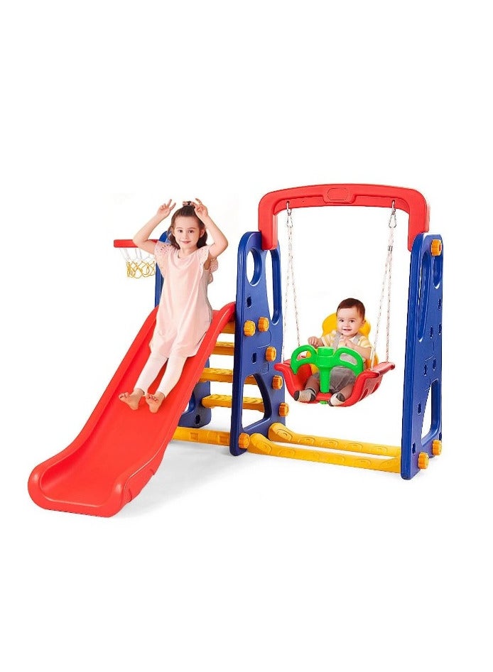 MULHEM 3-in-1 Junior Playset: Climber, Slide, Swing, Basketball Hoop - All in One - Image 1