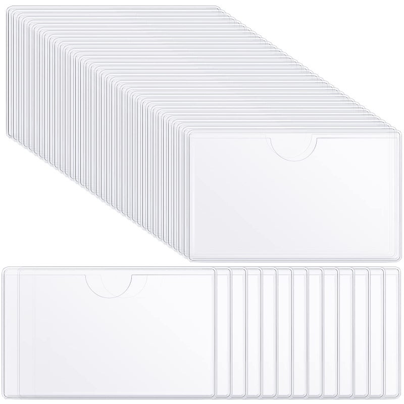 Chinco 100 Self Adhesive Pocket Index Card Pockets Index Card Holder Storage Tote Labels Pockets Sleeves with Top Open for Business Clear Plastic Sticky Labels Holders for Storage Bins Totes Shelves - Image 2