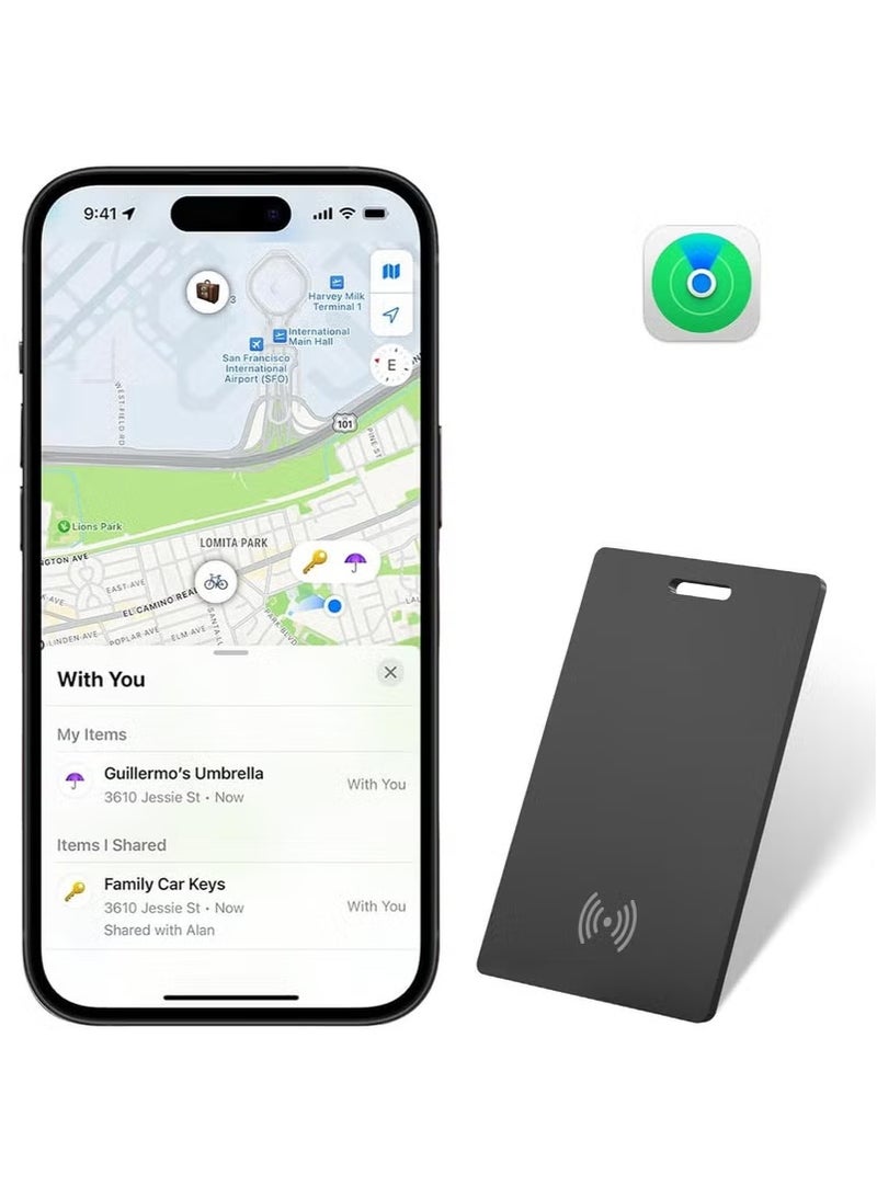 اكس كوبس بطاقة ذكية ، مكتشف محفظة ، محفظة شحن لاسلكية تعمل مع Apple Find My (iOS فقط) ، الباحث عن العناصر للمحفظة ، علامات الأمتعة ، الهاتف ، جوازات السفر والمزيد (حزمة واحدة أسود) ... - Image 1