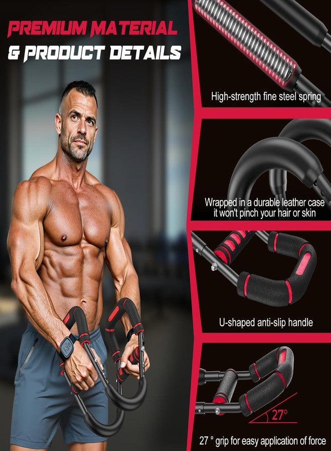 Vanlgs Twister Arm Trainer for Men, Chest Workout Equipment 5-Level Adjustable (40-130lb) with Ergonomic 27° Targets Biceps/Clip/Thigh, Portable Exerciser for Home Gym Travel Fitness, Red - Image 4