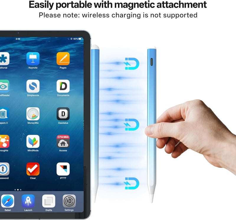 iafer Pencil for iPad 2018-2025, Fast Charge Tilt Sensitivity Palm Rejection 26H Working Time, Stylus Pen for iPad Pro 11/12.9/13 M3/M4, iPad 6th-11th A16, Air 3/4/5/M2/M3, Mini A17 Pro 7/6/5 - Image 4