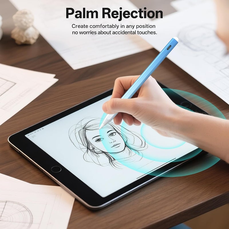 iafer Pencil for iPad 2018-2025, Fast Charge Tilt Sensitivity Palm Rejection 26H Working Time, Stylus Pen for iPad Pro 11/12.9/13 M3/M4, iPad 6th-11th A16, Air 3/4/5/M2/M3, Mini A17 Pro 7/6/5 - Image 5