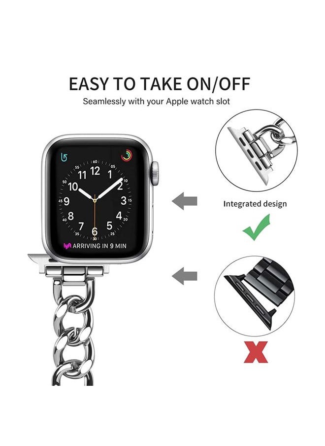 Forever Queen - Solid Stainless Steel Band Compatible with Apple Watch 41mm 40mm 38mm, Metal Strap for iWatch Series 8 7 6 5 4 3 2 1 SE Women and Men,Silver - Image 1