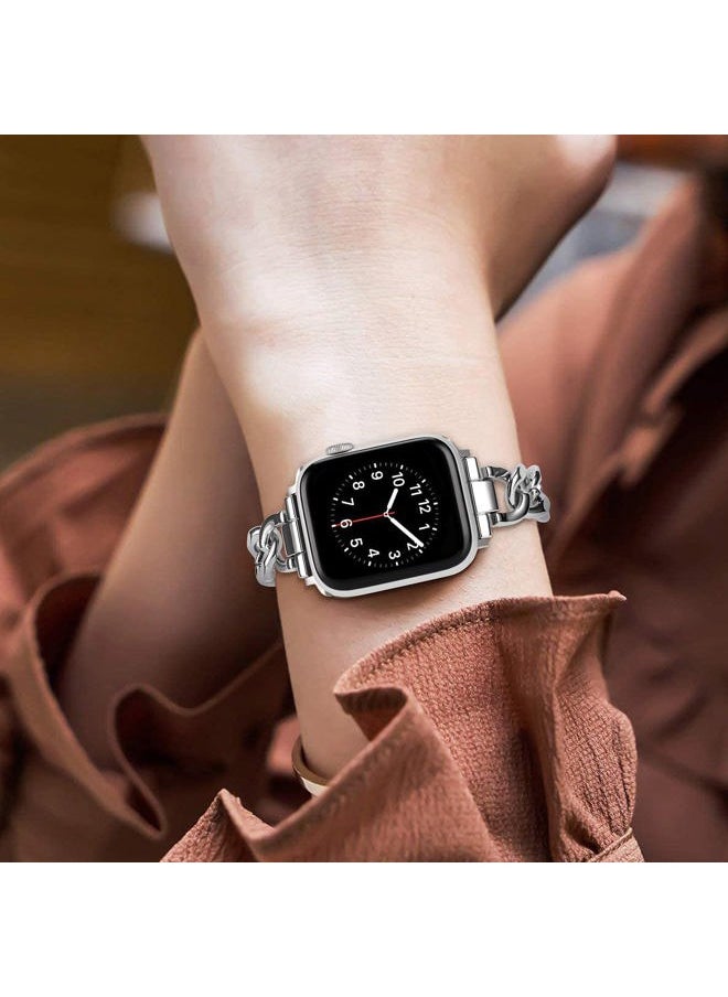Forever Queen - Solid Stainless Steel Band Compatible with Apple Watch 41mm 40mm 38mm, Metal Strap for iWatch Series 8 7 6 5 4 3 2 1 SE Women and Men,Silver - Image 1
