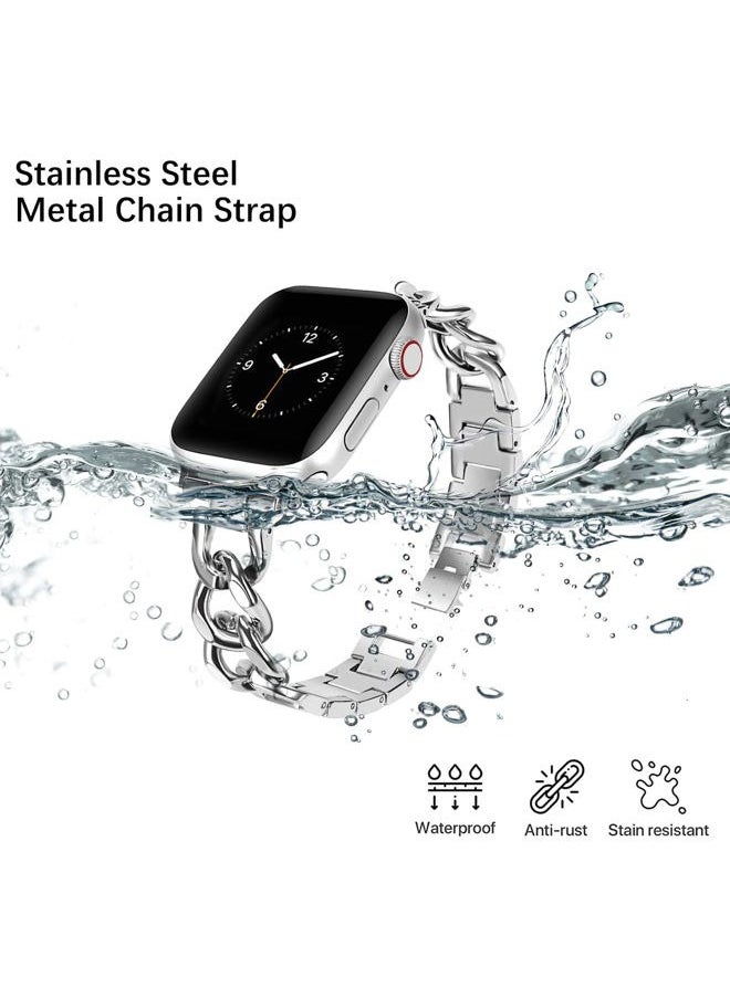 Forever Queen - Solid Stainless Steel Band Compatible with Apple Watch 41mm 40mm 38mm, Metal Strap for iWatch Series 8 7 6 5 4 3 2 1 SE Women and Men,Silver - Image 1